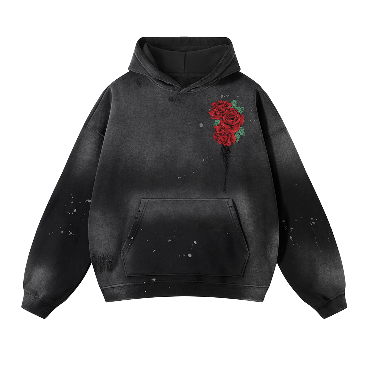 Vintage Wash Frayed Fleece Hoodie - 360 GSM